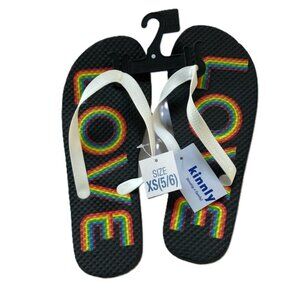 RAINBOW PRIDE Love Flip Flops Black Background Various Sizes Unisex